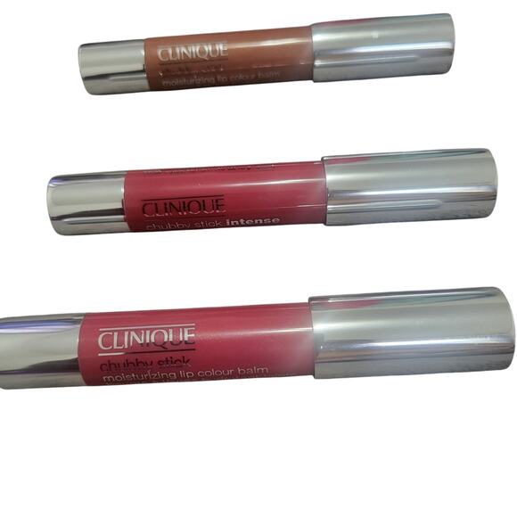 Set of 3 Full size Clinique Chubby Stick Moisturizing Lip Color Balm Boxed - Picture 2 of 15